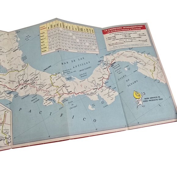 Vintage 1960 Esso Mapa De La República De Panamá Foldable Road Map LI632 - Picture 5 of 6